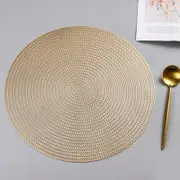 Round Heat Insulation Placemat for Hotel Restaurant Steak Plate Light Gold