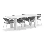 Florida 2.2m Outdoor Aluminium Dining Table with 6x Finley Rope Chairs - Outdoor Aluminium Dining Settings