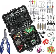 Set of 188 NUZAMAS Fishing Accessories Kit Lure Sea Fishing Rocky Fishing Set Box Including Swivel Crank Hook Lure Plier line Beads Split Rings