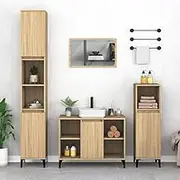 Bathroom Vanity Sink Cabinet Sonoma Oak 80x33x60 cm Engineered Wood