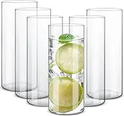 Hioph Drinking Glasses Set of 6, 390ml Lead-Free Highball Glasses, Clear Water Glasses Glass Tumblers, Tall Beverage Cups Glassware for Water, Juice, Cocktail, Drinks, Beer, Soda
