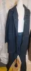 Susan Graver 2 piece linen blend blue hand stitch details pantShirt Top size Xl