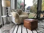 LEATHEROOZE Boho Stuffed Square Leather Ottoman Pouf, Decorative Footstool,Square Pouf in Distressed Brown Leather for Living Room, Bedroom and Kids Room, Transitional, Modern 14x16x16inches