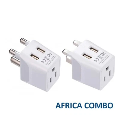 Ceptics South Africa Travel Plug Set - 2 USB Socket - Type M and G, (CTU-10L-7)