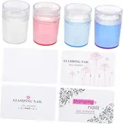 IWOWHERO 4 Set Handheld Manicure Stampers Silicone Nail Art Stamper Set French Tip Nail Stamping Tools Diy Tool