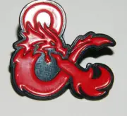 Dungeons & Dragons Gaming Ampersand Red Dragon Logo Metal Enamel Pin NEW UNUSED