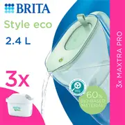 Brita Water Filter Jug Style Eco Soft Green 2.4L With 3 Filters each