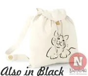 Happy cat backpack kitty holiday school college organic cotton day bag