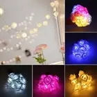 Romantic Led Rose Flower String Lights Warm White Battery Operated Decor For