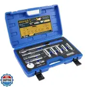 11pc Magnetic Spark Plug Socket Set, 3/8" Click Torque Wrench, Spark Plug Gap