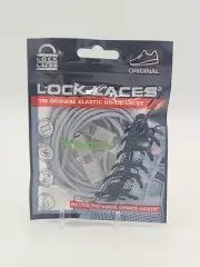 Lock Laces - The Original No Tie Elastic Shoe Laces - SOLID GRAY - New