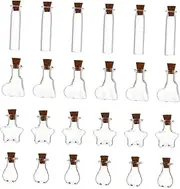 QUMIIRITY 50pcs 10ml Mini Jars Wish Bottles Clear Glass Craft Jars Wedding Favors