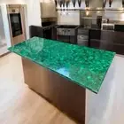 Stunning Malachite Dining Table Top– Elegant Green Entryway Table & Home Décor