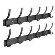 Coat Rack Wall Mounted6 Coat Hooks for Hanging CoatsHeavy Duty Metal Double H...