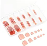 WEKADRIN 120pcs French Fake Toe Nails Short Press Tips Natural Appearance Square Toenail for Women Safe Material for Nail Art Decoration