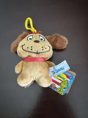 Aurora Dr. Seuss Grinch SOFT MAX DOG KEYCHAIN CLIP 4" Plush STUFFED ANIMAL NEW