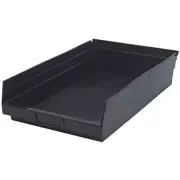 QUANTUM STORAGE SYSTEMS Shelf Bin 4" 6.68Qt Polypropylene Lidless Black (8-Pack)