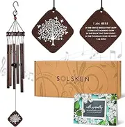 Solsken Home Memorial Wind Chimes - Sympathy Wind Chimes - Sympathy Gifts for Loss of Loved One - Card Included - Sweet Tones - Relaxing - Bronze - 29"