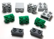 Lego - Lot of 10 - Grey Gray, Green, Brick Special 1 x 2 x 1 2/3, 1 x 1 x 1 2/3