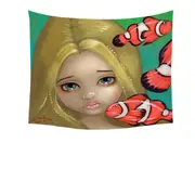 Faces of Faery #8 Girl and Clownfish Tapestry