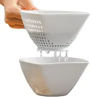 Kitchen Colander Bowl,Dual-Layer Rice Strainer and Kitchen Colander Set | Kitchen Colander Bowl Strain Rice, Quinoa, and Small Grains for Drain Vegetables and