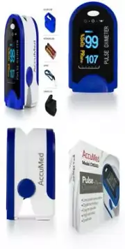 AccuMed Fingertip Pulse Oximeter, Sp02 Finger Blood Oxygen Monitor,...