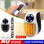 500W Mini Electric Heater Wall Portable Ceramic Fan Timer Remote Control Home AU