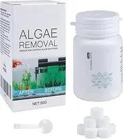 Fish Tank Algae Remover Natural Aquarium Algae Treatment, 50g Algaecide Tablets with Spoon, Safe for Fish, Plants & Aquatic Ecosystems, Clears Green Water & Moss for Healthy Aquarium Environment