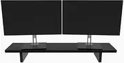 Desky Monitor Stand – Black Ash Hardwood Desktop Riser with Matching Timber Legs, Ergonomic Screen Elevation, Integrated Cable Port