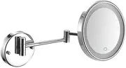 Makeup Mirror, 8" Wall Mounted Lighted Makeup Mirror,Single-Sided 10x Magnifying Mirror，Swivel Extendable Arm Mirror - for Bathroom