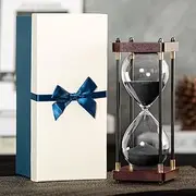 Large Hourglass Timer 60 Minute, Decorative Wooden Sand Timer with Gift Box, 1 Hour Black Sand Clock