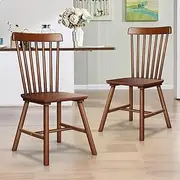 [ALFORDSON] Windsor Dining Chairs Set of 2 with Solid Wooden Frame & Floor Protectors, Kitchen Chair Reading Seating for Home Cafe Coffee Table, 150kg Capacity, Walnut