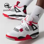 2024 AIR JORDAN 4 AJ4 白紅女鞋男籃球運動鞋跑步鞋繫帶低幫情侶鞋