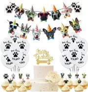 Puppy Dog Theme Birthday Party Decorating Set - Party Banner Laxtex Balloons Cake Cupcake Toppers