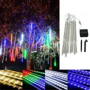 Solar Meteor Shower Lights Party Decor Falling Star Rain Drop Icicle String Lamp