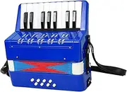 harayaa 17 Keys 8 Bass Piano Accordion Kids Accordion Toy Lightweight Hand Eye Coordination Small Button Accordion for Kids Beginner, Blue