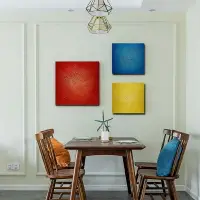 在飛比找樂天市場購物網優惠-紅黃藍現代簡約純手繪油畫抽象畫無框畫客廳玄關餐廳掛畫小幅套畫