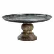 Boston Warehouse 10" Galvanized Cake Stand with Wooden Base