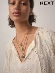 Gold Tone 3 Layer Coin Necklace (AA1636) | $30