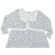 NEW Torrid Blue Floral Rayon Blouse Size 6 Plus Long Sleeve V Neck