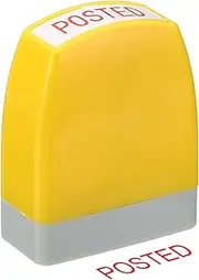 uxcell Posted Notice Stamp Self Inking, Red Ink Office Stamps Pre Inked Message Stamp Refillable Business Stamp, Yellow