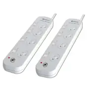 2PK Sansai 4-Way Power Board Overload Surge Protection Individually Switched