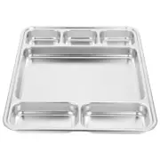 1Pc Fast Food Tray Stainless Steel Food Divided Plate Compartment