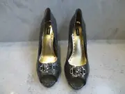 Mimco Snakeskin Grey Peeptoe Pump 39- Brand New