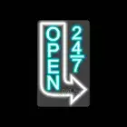 24/7 Vertical Open Neon Sign with Arrow Custom Neon Sign for Business Storefront