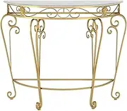HOLGVE Entryway Table, Half Moon Console Table, Sofa Table, Behind Couch Table, Metal Scroll Legs Accent Table, Against The Wall Hallway Table, Iron Foyer Table(Gold,31.4inch/80cm)