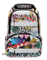 Sprayground Shark In Paris Backpack Rare White Checkered Skate Books Bag LIMITED