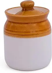 Decorative Ceramic Jar With Lid For Kitchen Pantry Countertop Home Dining Table Accessories Condiment Pickle Spice Coffee Tea Caddy Sugar Salt Herbs Food Storage