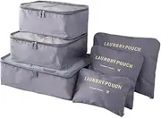 My Corgi Living 6-Piece Packing Cubes Set, Mesh Luggage Organizer Bags With Laundry Bag, Lightweight Travel Packing Cubes for Suitcases & Backpacks, Suitable for Men and Women (Grey)