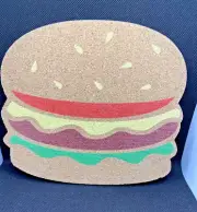 Hot Pad Kitchen Cork Hamburger Trivet Fun Cook-Out Griller Novelty Gift